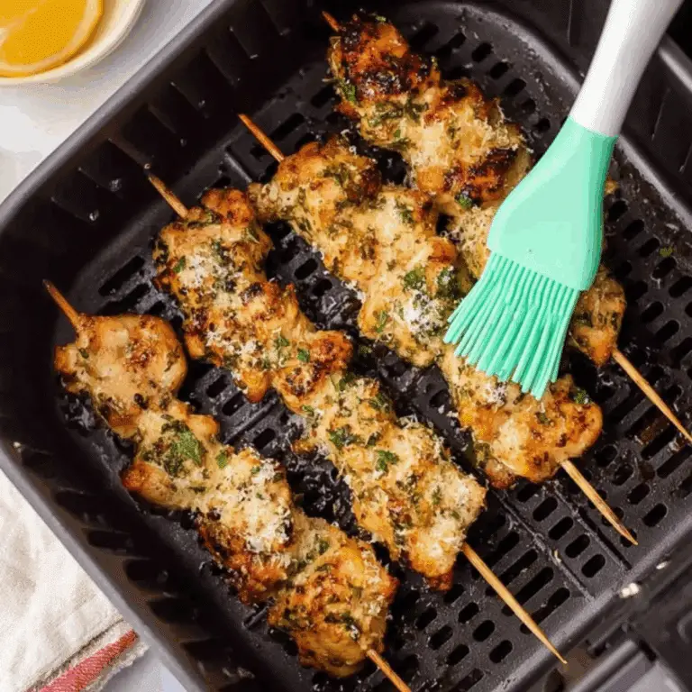 Air Fryer Garlic Parmesan Chicken Skewers