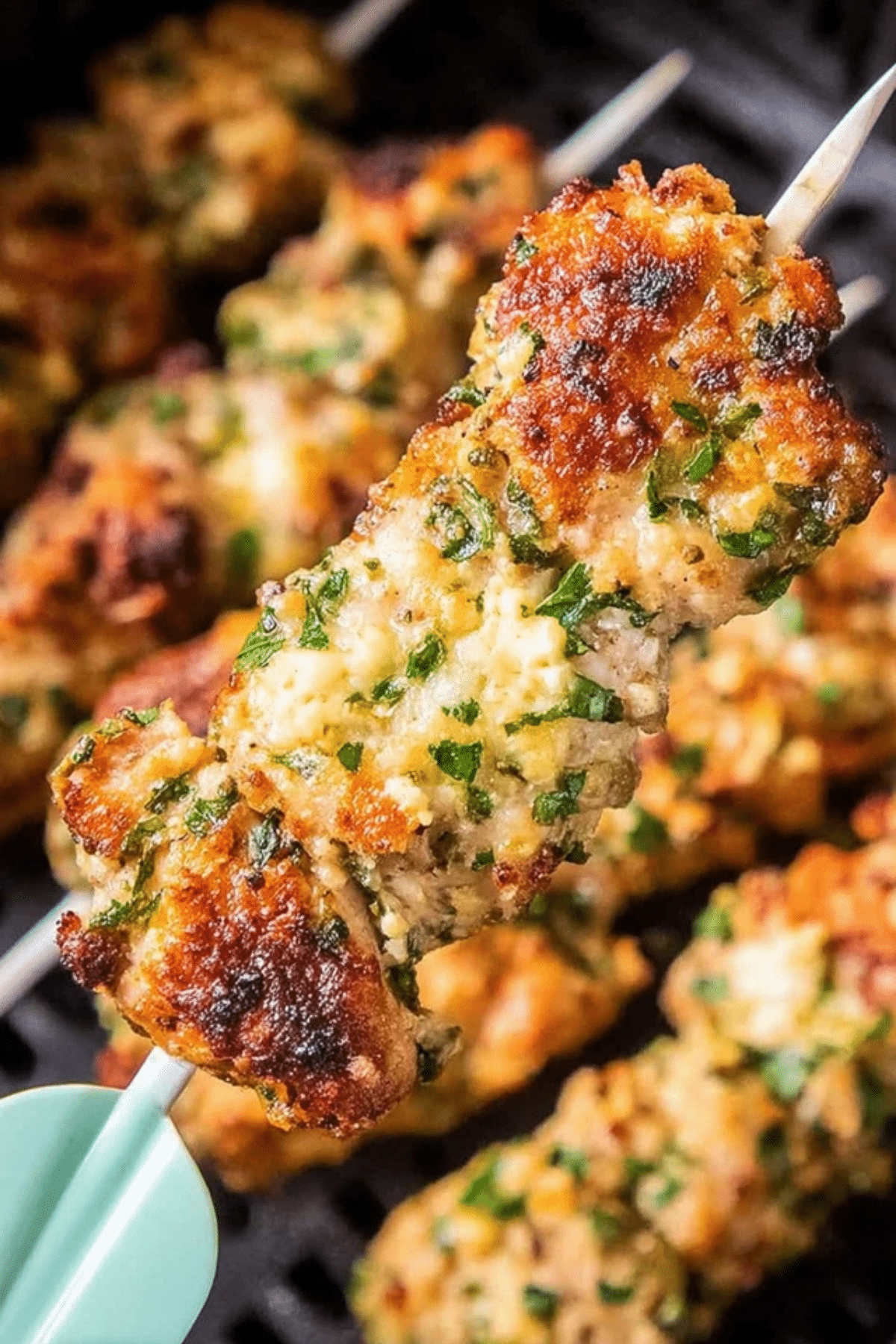 Air Fryer Garlic Parmesan Chicken Skewers