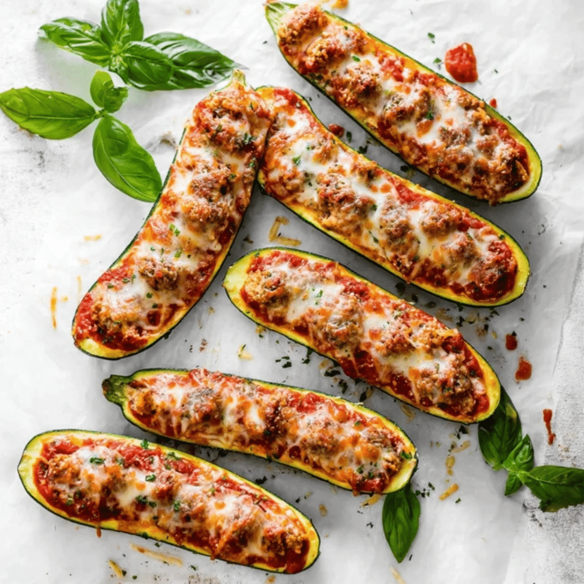 Cheesy Baked Zucchini with Marinara
