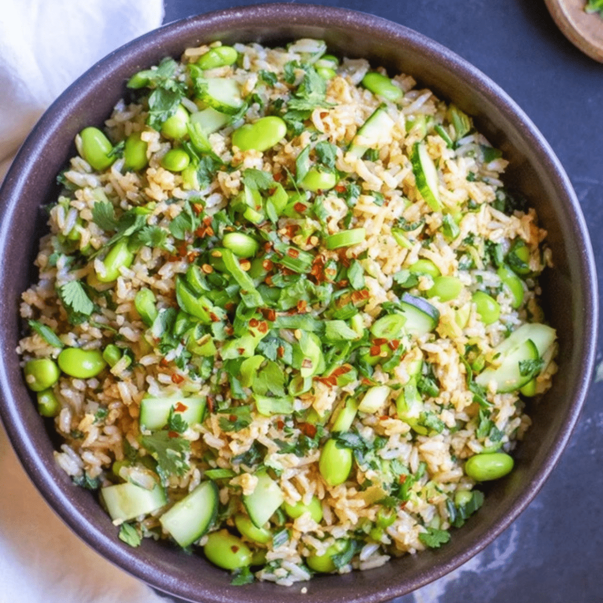 Cucumber Edamame Rice Salad
