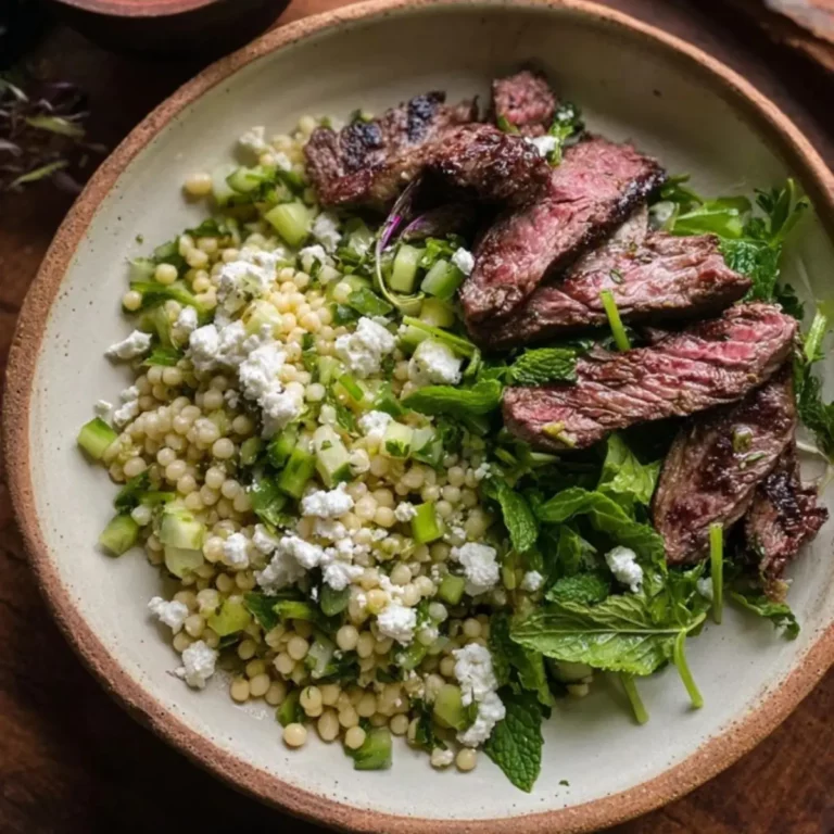 Grilled Skirt Steak with Lemon Herb Couscous Salad