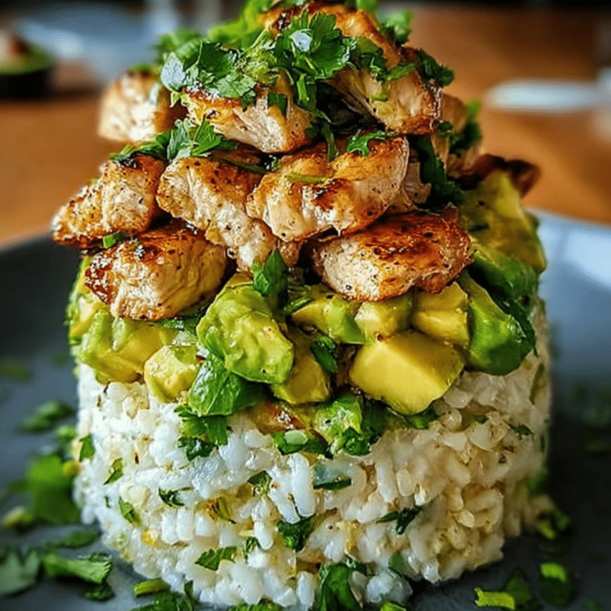 Honey Lime Chicken & Avocado Rice Stack