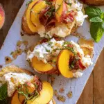 Peach Burrata Parmesan Crostini