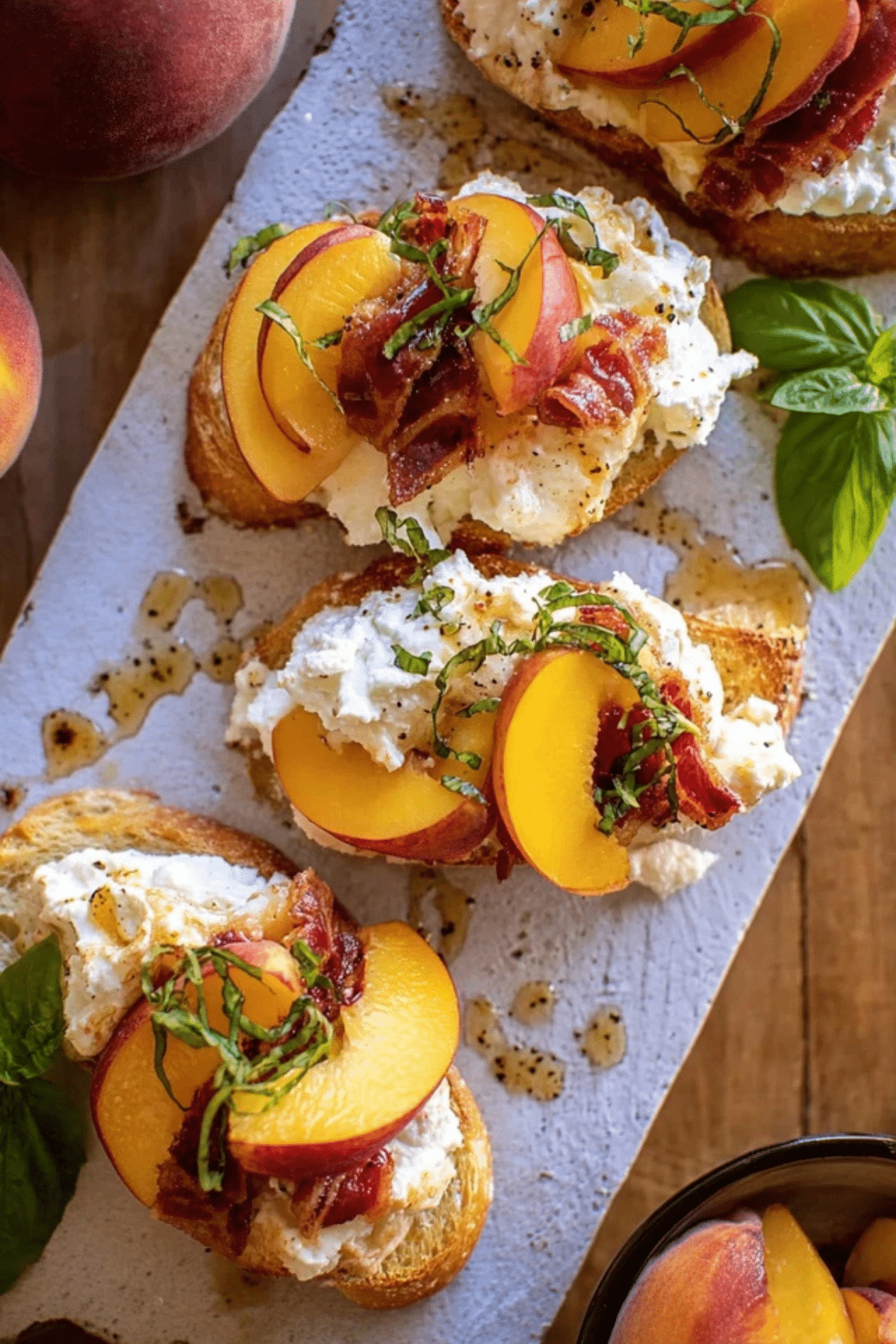 Peach Burrata Parmesan Crostini