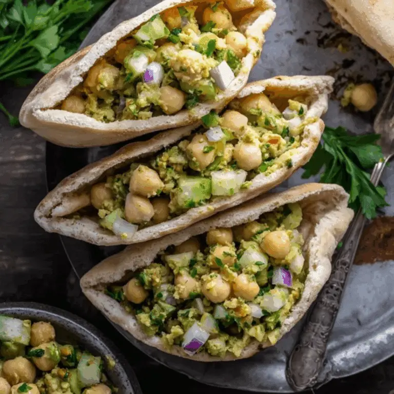 Smashed Chickpea Salad Stuffed Pitas