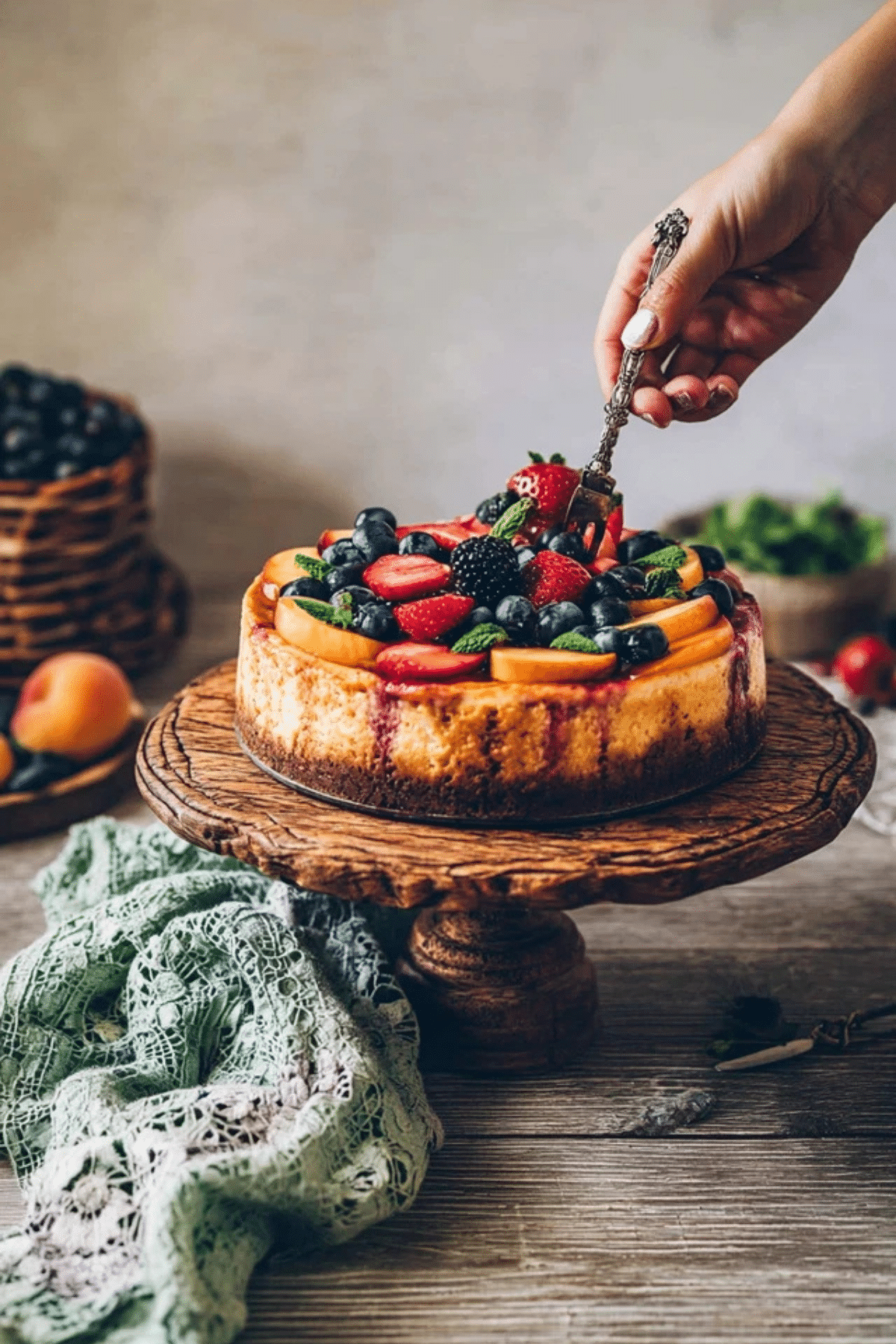 Summer Berry and Peach Cheesecake
